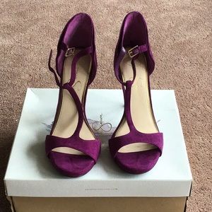 Brand New Purple Suede Heeled  Sandals